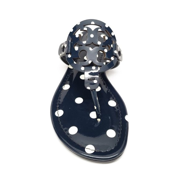 Tory Burch Miller Sandals in Classic Navy Dot - Picture 2 of 9